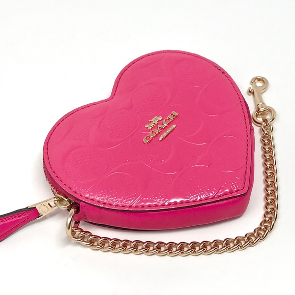 Coach Accessories Last Coach Signature Neon Pink Heart Coin Purse Poshmark